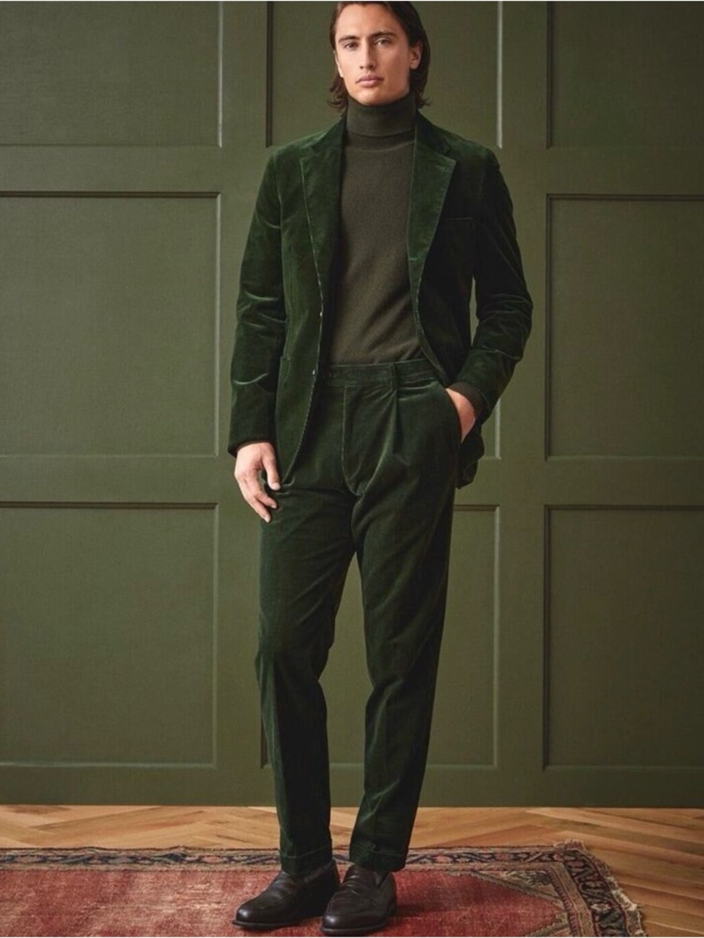 Todd Snyder Sutton green corduroy suit pants